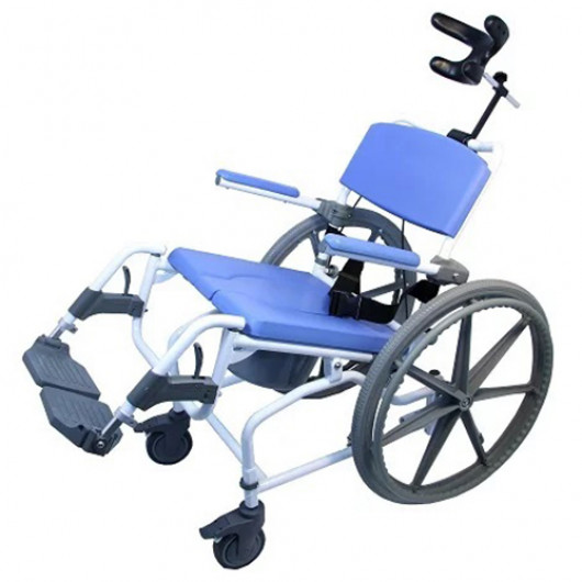 Healthline Aluminum Tilt Shower Commode Chair with 24" Wheels